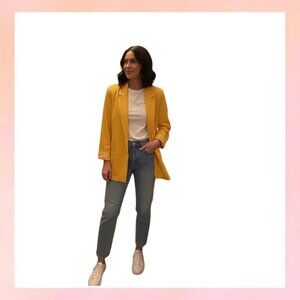 Chaus Vintage Bright Yellow Linen Blend Blazer - Size 12